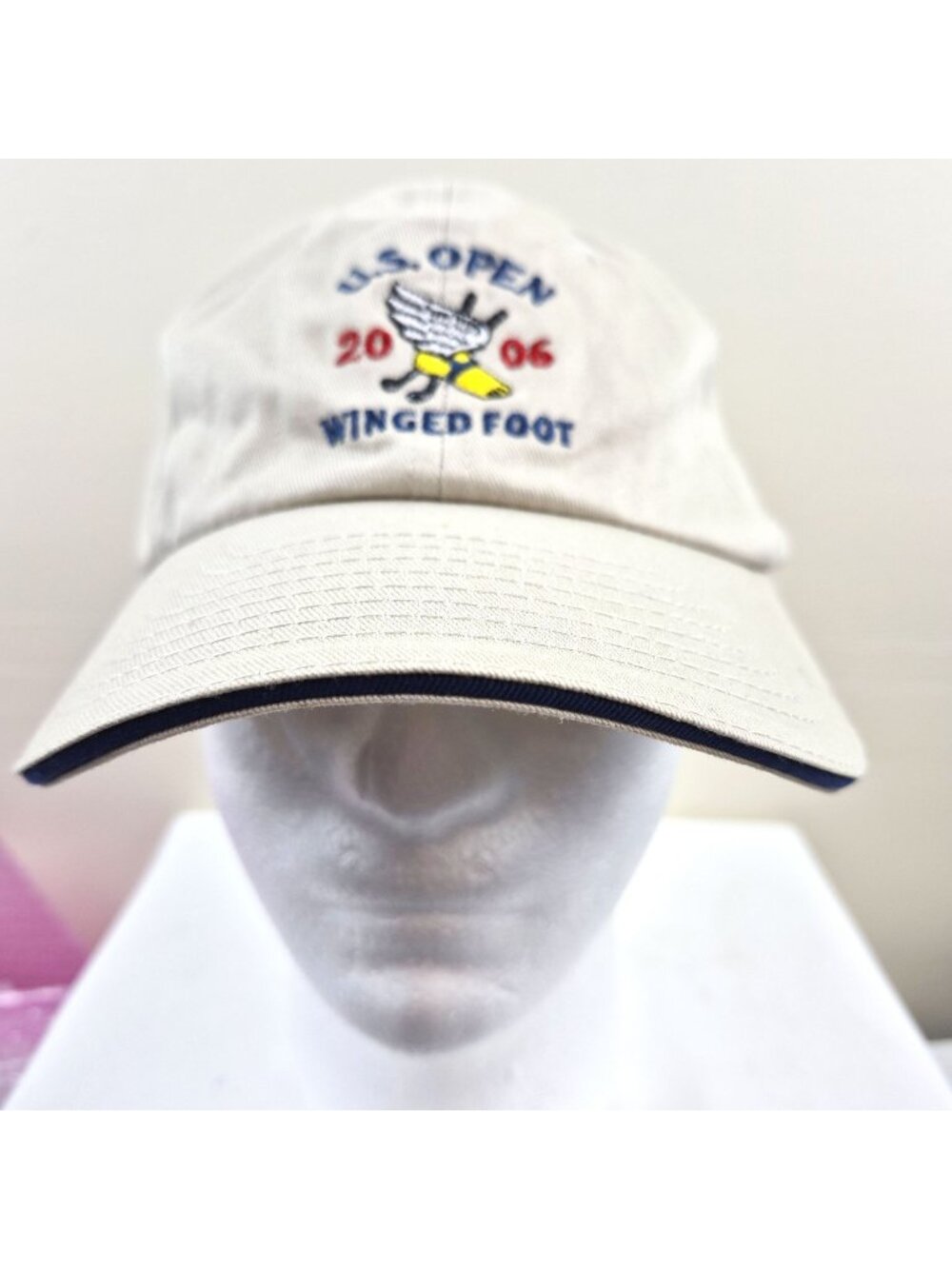 U.S. Open 2006 Winged Foot Adjustable Baseball Cap USGA Member Beige Cotton